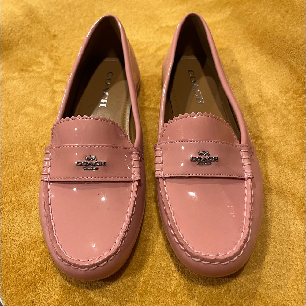 Pink Patent Leather Coach Loafers; Sz. 8